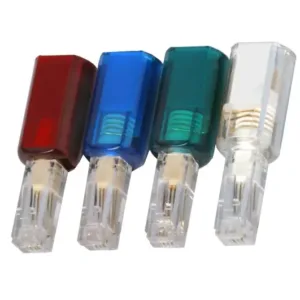 Conector de teléfono RJ11 anti-enredos. Conector RJ11 4 vías macho especial que evita que el cable de teléfono se enrede, cómpralo en cableyrack.com tu tienda de telefonia