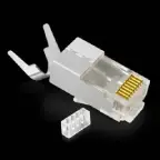 Conector rj45 macho categoría 6a FTP con guía externa. Cómpralo en tu tienda de electricidad y conexiones de red, cableyrack.com Madrid