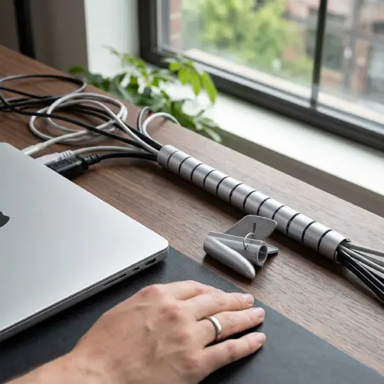 Cubrecable helicoidal gris 8 Organizador para canaletas de cables
