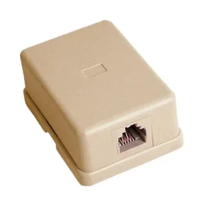 Roseta de superficie RJ11 6P4C con salida lateral, cómpralas en cableyrack.com tu tienda de telefonia y material eléctrico en Madrid