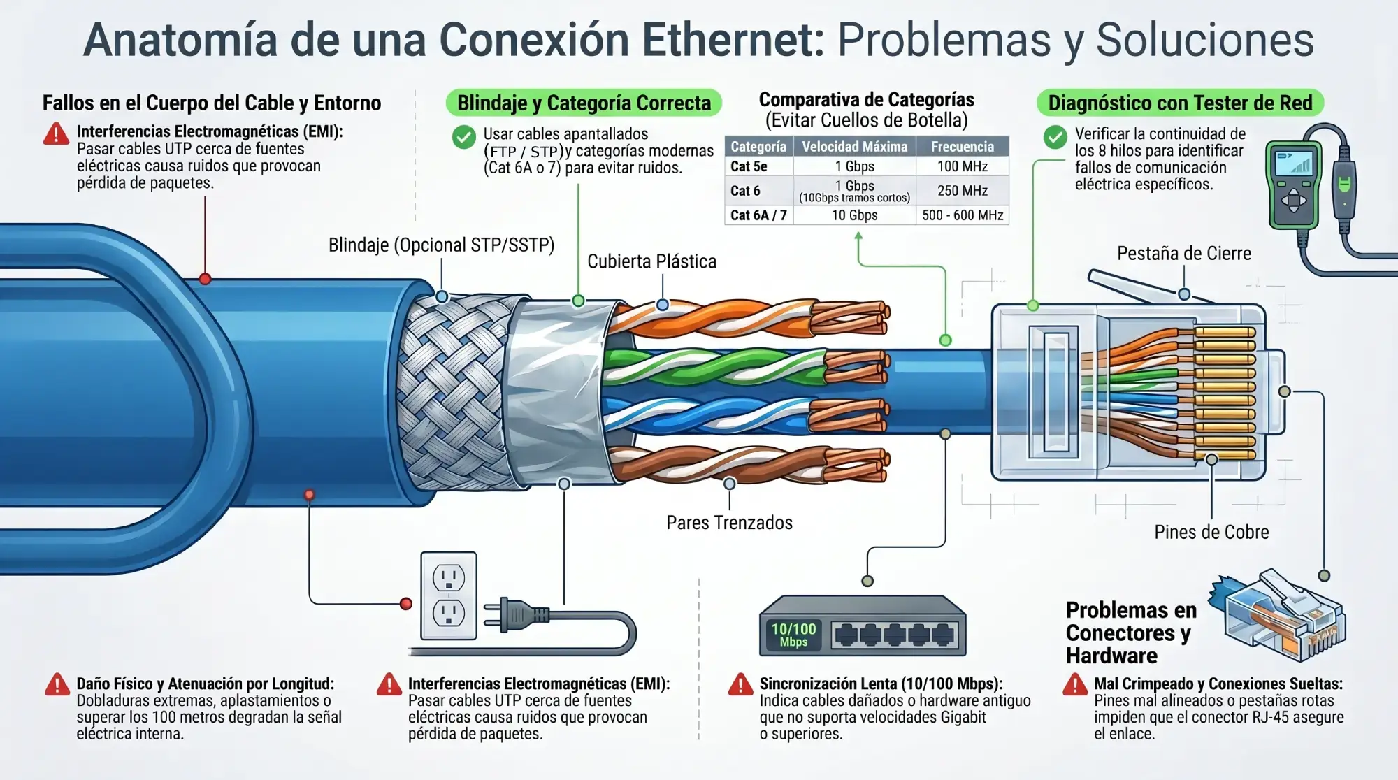 problemas y soluciones de cables de datos por cableyrack.com Madrid